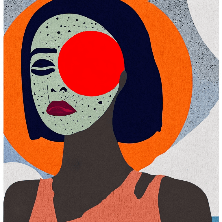 AI generated: a painting of a woman's face with a city in the background, poster art, by Zoran Mušič, pexels conte...