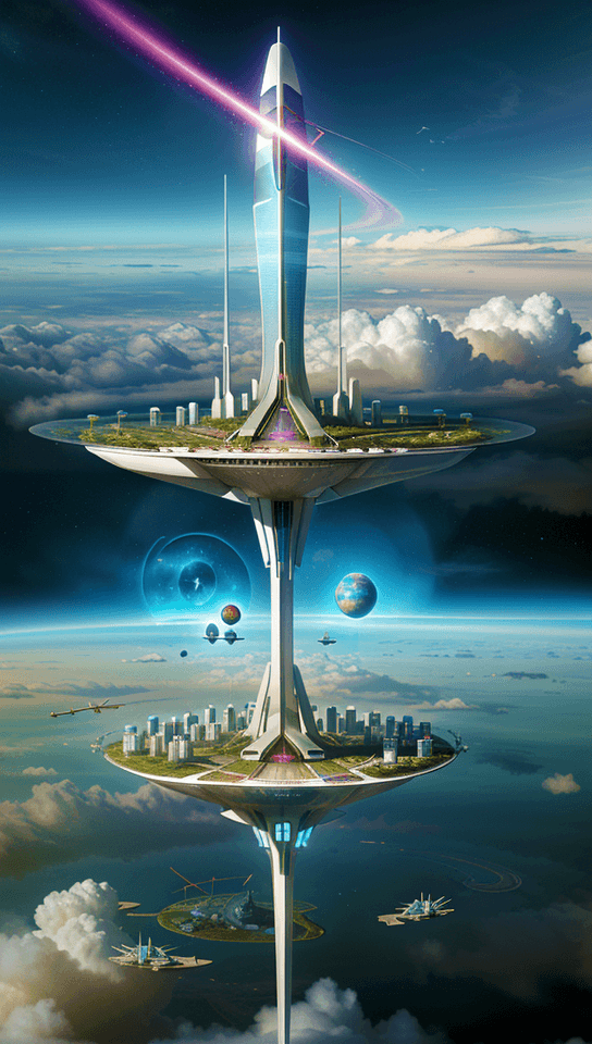 AI generated: Envision a utopian city suspended among the clouds, a marvel of futuristic architecture and technolo...