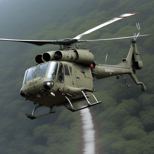 AI generated: Army helicopter gunman, helicopter machine gunaman, helicopter fling over jungle attacking combatant...