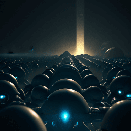 AI generated: a massive crowd of aliens, hyper realistic, 8k, nanite rendering, volumetric lighting 