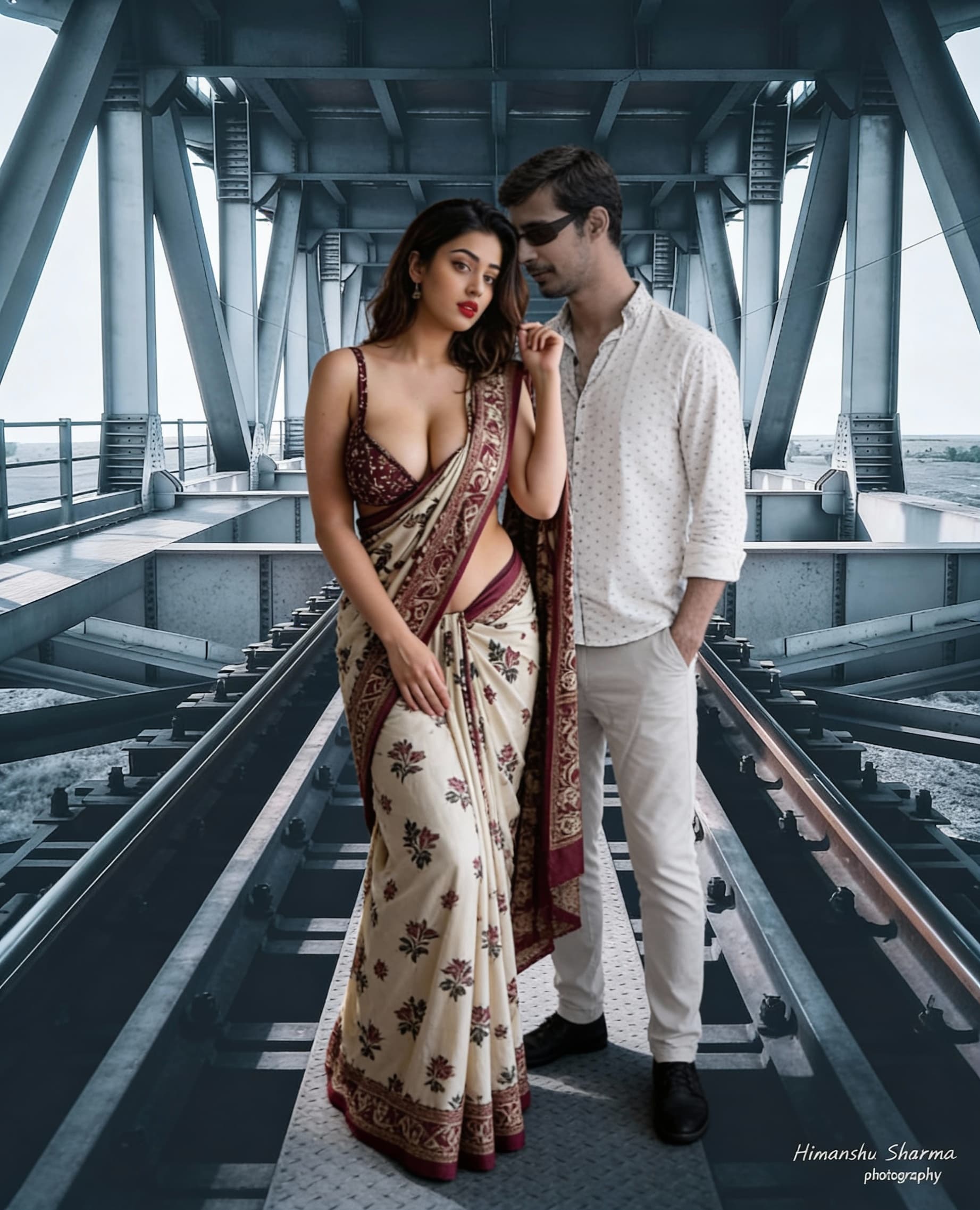 AI generated: Sexy and romantic couple full body cover and little bit red lips 