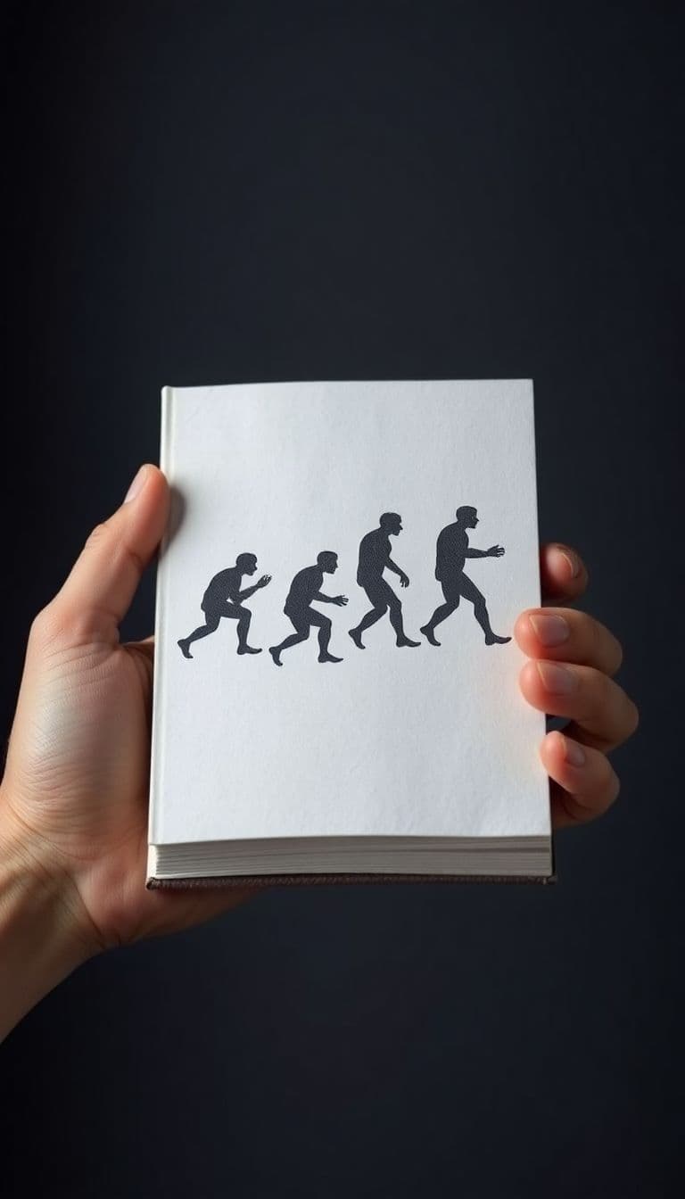 AI generated: The course of human evolution hands have book
