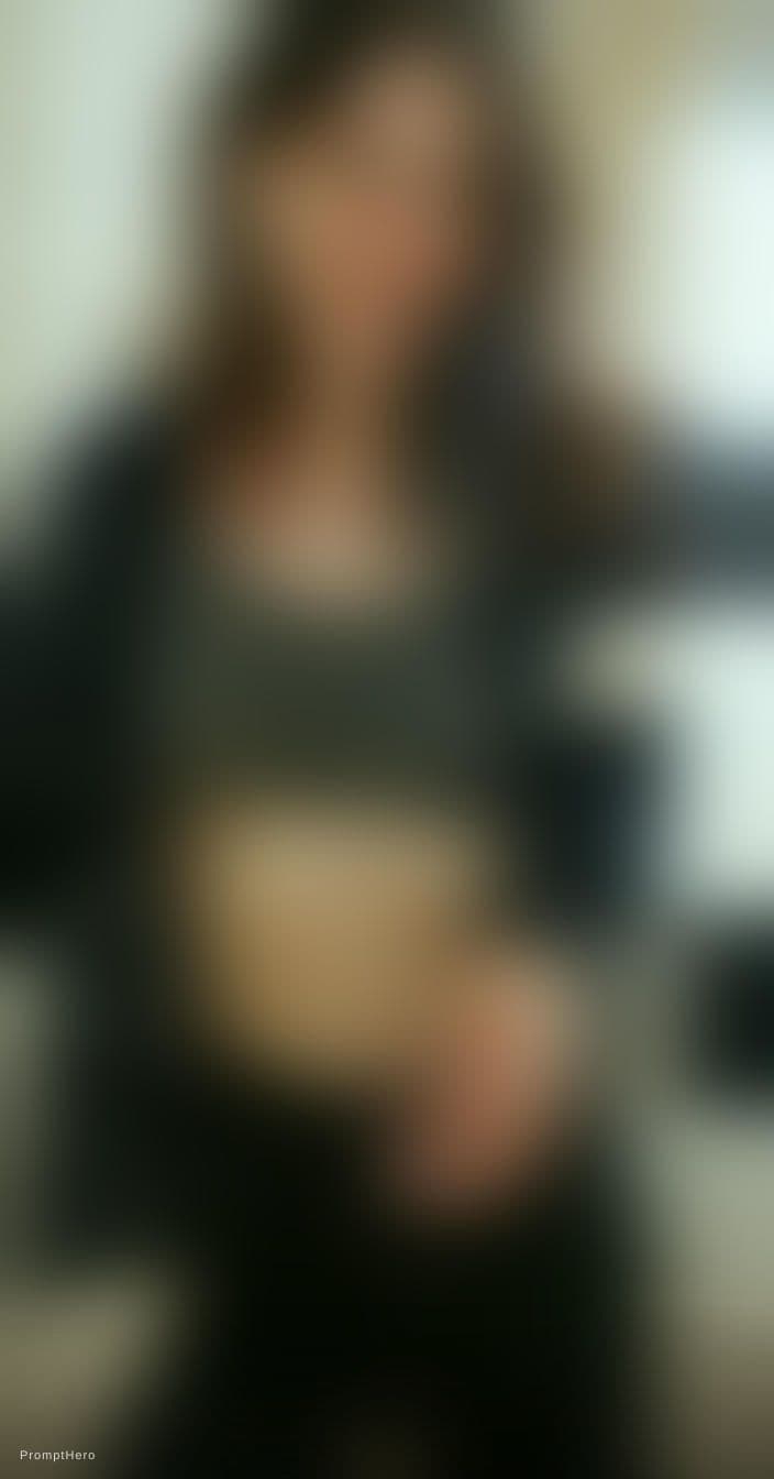 AI generated: Casual mirror selfie in a bathroom, smartphone photo quality. Slim brunette adult with a playful exp...