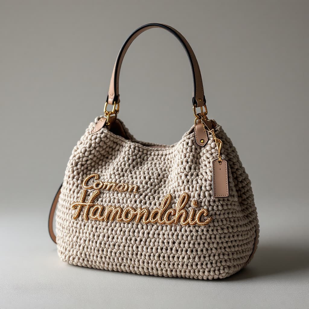 AI generated: Prompt : Un sac élégant et sophistiqué, fait main au crochet, avec un design raffiné et une texture ...