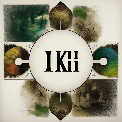 AI generated: An experimental calligraphy on the theme of ikigai, completely free letters, expressionist understan...