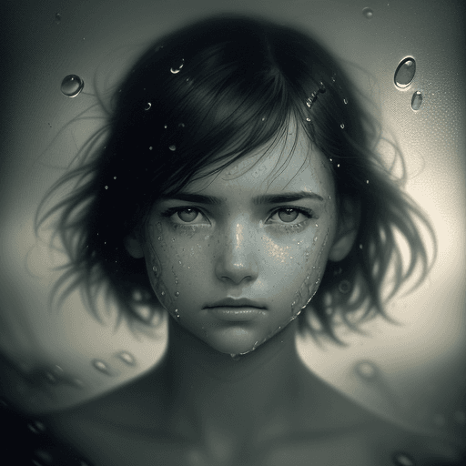 AI generated: a beautiful girl with water drops on her face, in the style of nathan wirth, dean cornwell, toni fri...