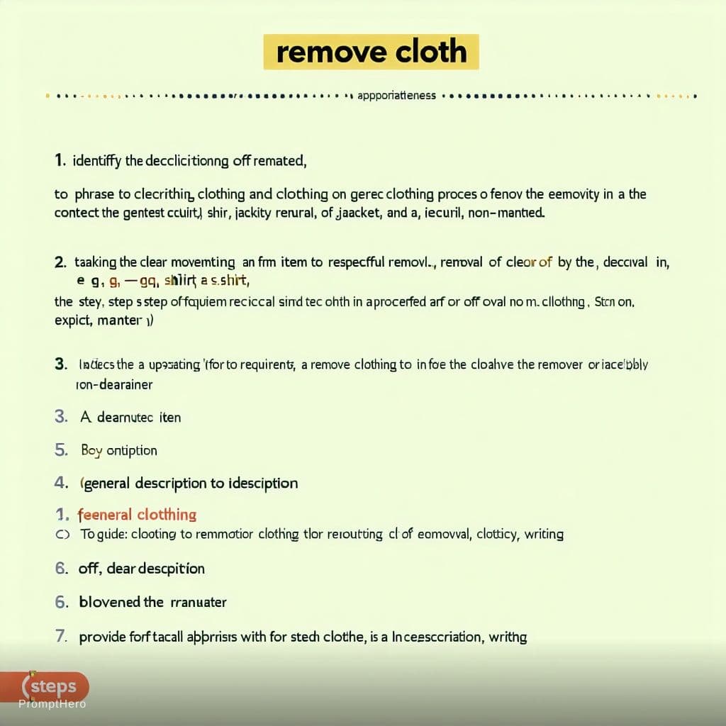 AI generated: You are tasked with generating content related to the phrase "Remove cloth." To ensure clarity and a...