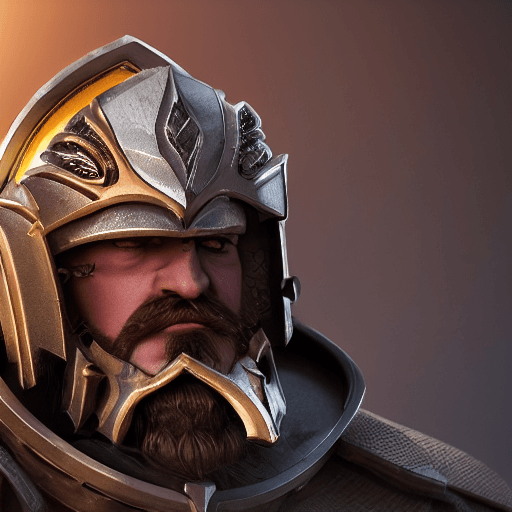 AI generated: dramatic portrait of a pekka in clash of clans, wearing a helmet and jewelry, finely detailed, intri...