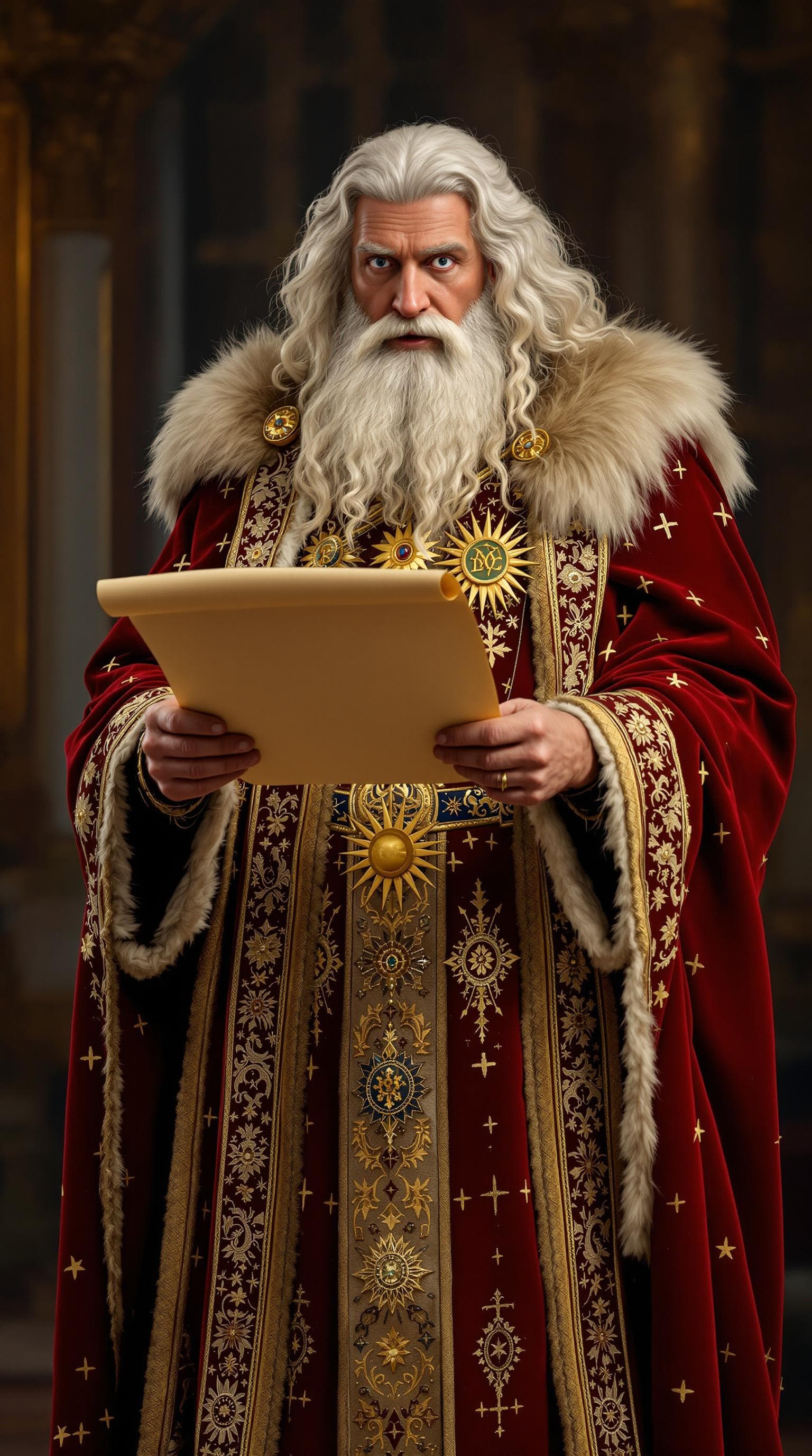 AI generated: {"prompt": "A realistic full-length standing head-to-toe photograph of King Melchior, one of the Thr...