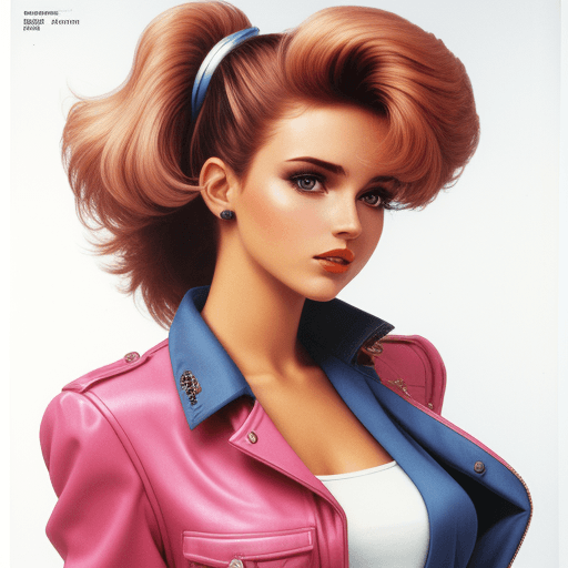 AI generated: high resolution woman bust with the 1980s fashion clothes and hairstyle


