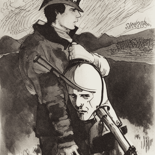AI generated: Raphael Kirchner and Moebius and Sergio Toppi, Solitude in Power, A poignant image of a solitary ind...
