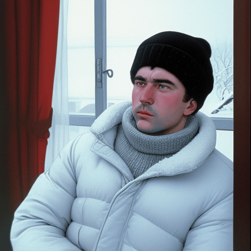 AI generated: man, in winter Russian, 1990 style, in the apartment