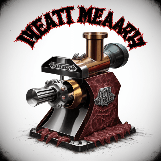 AI generated: meat grinder death metal band logo