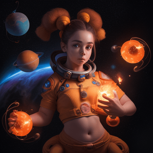 AI generated: high resolution cinematic portrait of a beautiful cute anthropomorphic female space monkey fire arti...