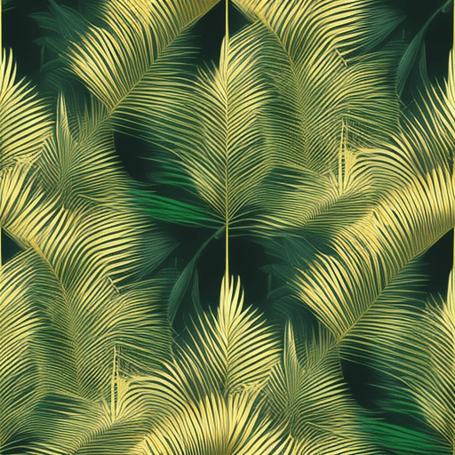 AI generated: Hyper realistic palm leaves background. Gold and black coloured, cinematic light, modern style, prem...