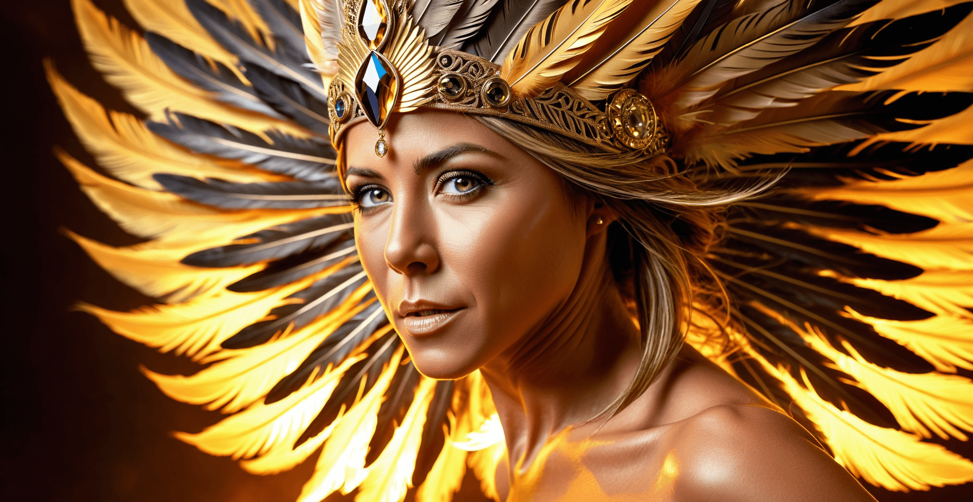 AI generated: Jennifer Aniston,charm eyes, straight back, detailed eyes, real skin, tanned skin, athletic body sha...