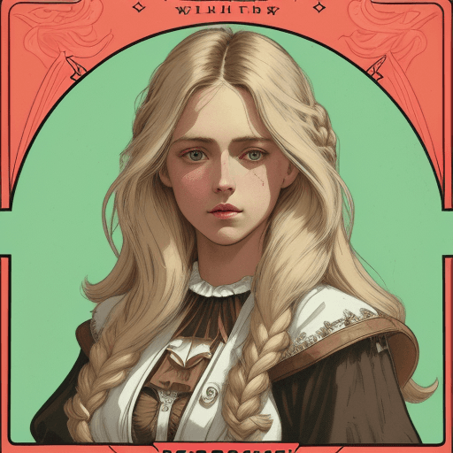 AI generated: illustration of a [white woman] with [half light blonde and half dark brown hair]. [Her hair is shou...
