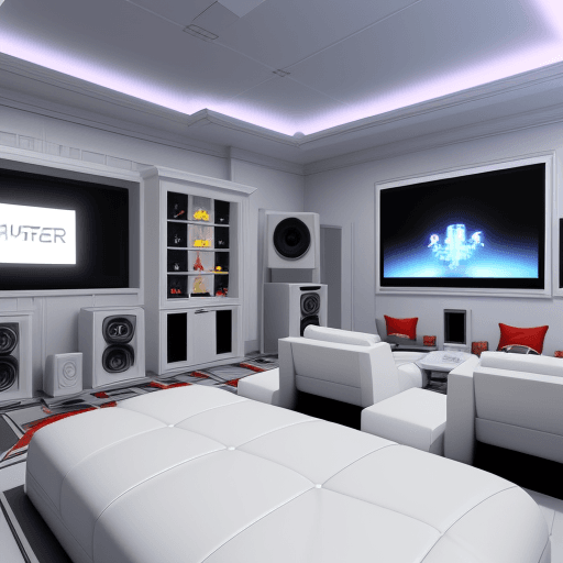 AI generated: all white, 3d render, isometric cutout view of a high-end game room with a racing simulator in the m...