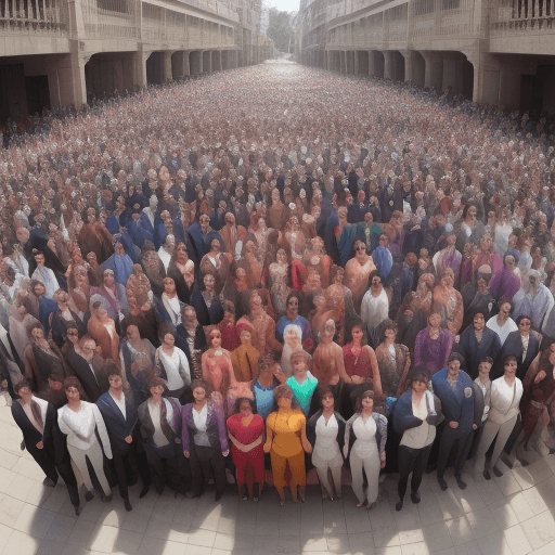 AI generated: 40 personas posando para una foto
