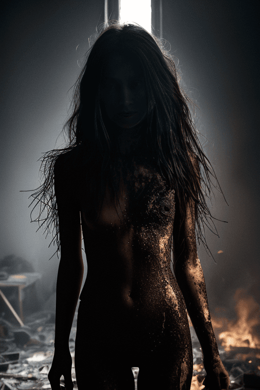 AI generated: skin from chaos, dark atmosphere, dust explosion inside