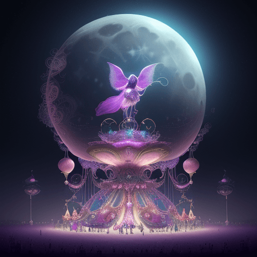 AI generated: Create a 4K visual poem that captures the ephemeral beauty of a moonlit carnival in a parallel dimen...