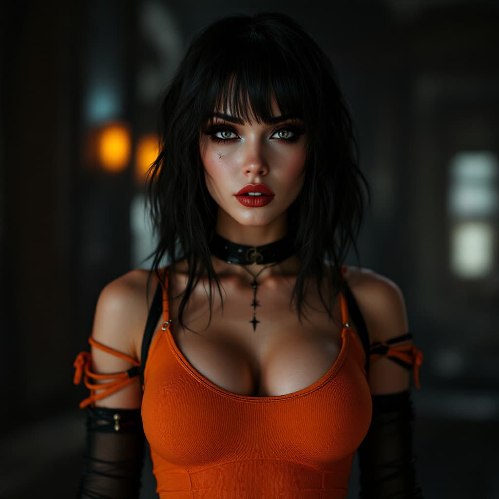 AI generated: Photo of a ultra realistic of velma from spider girl very sultry look, so hot girl, beautiful charis...