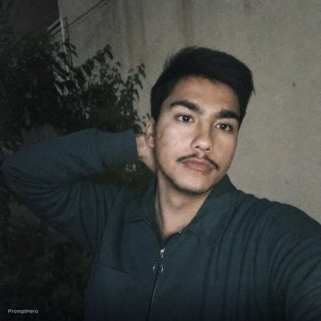 AI generated: Him, posing, handsome, selfie, low quality