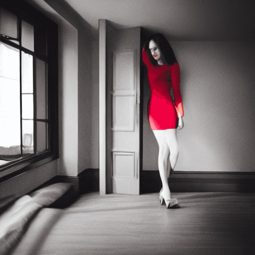 AI generated: A ray of sunlight falling on red high heels in the room with window stylish 