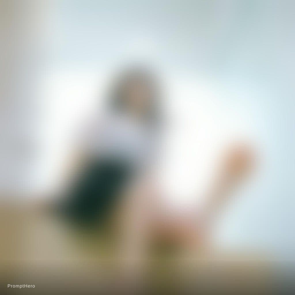 AI generated: A highly detailed, photorealistic, cinematic low-angle shot of a beautiful young East Asian woman in...