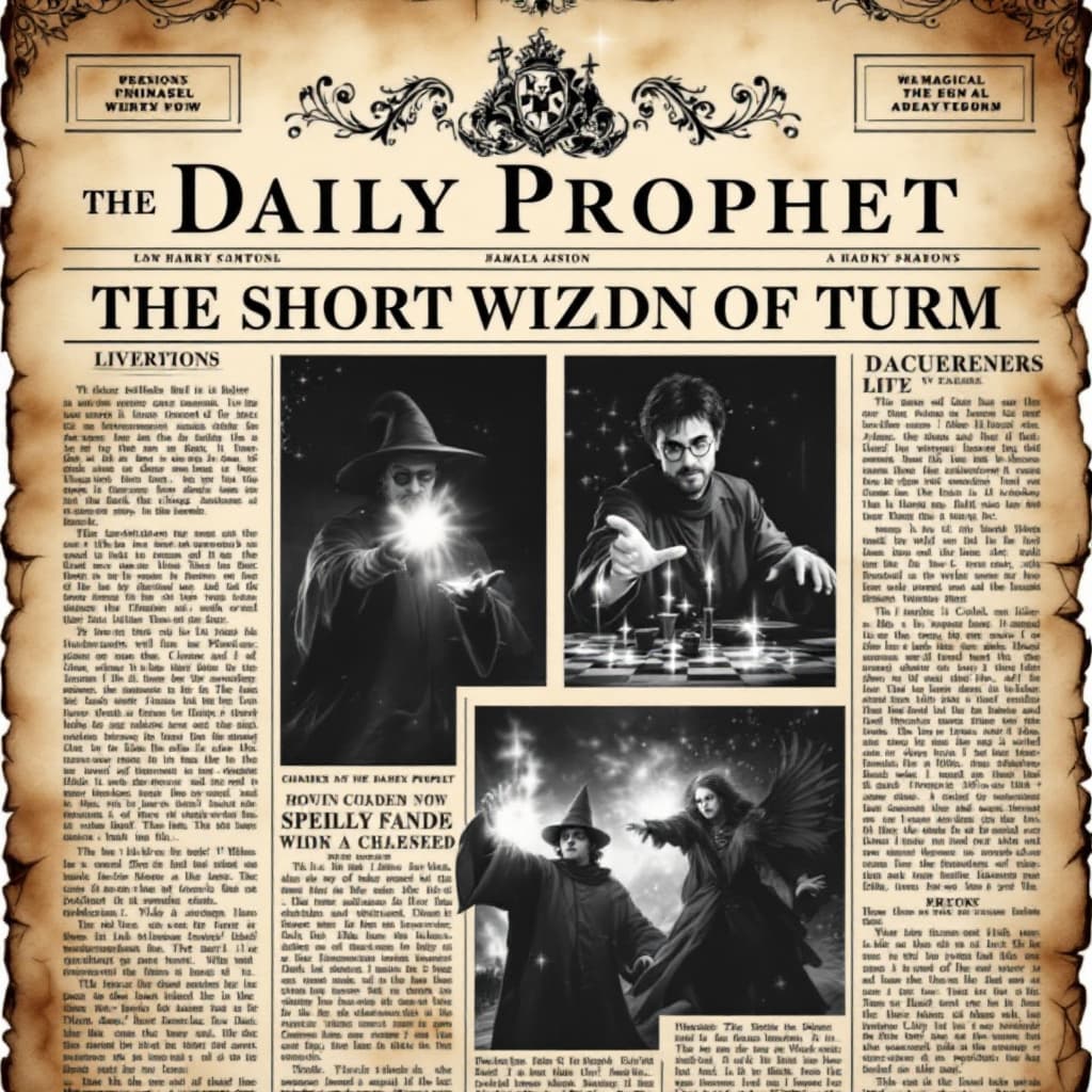 AI generated: Create a magical animated newspaper resembling the style of the Daily Prophet from the Harry Potter ...