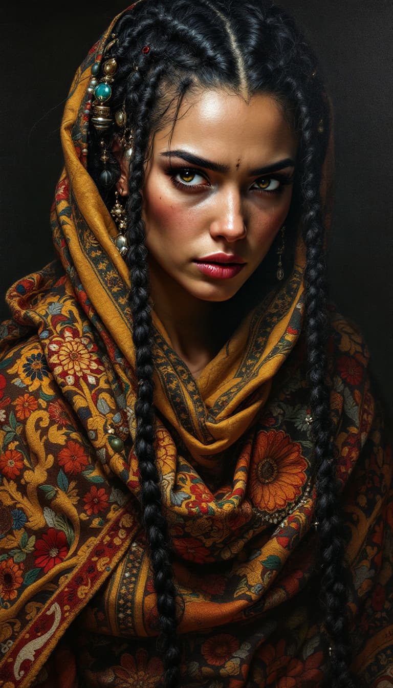 AI generated: In this extraordinary hyperrealist painterly oil painting, the artist skillfully blends styles remin...
