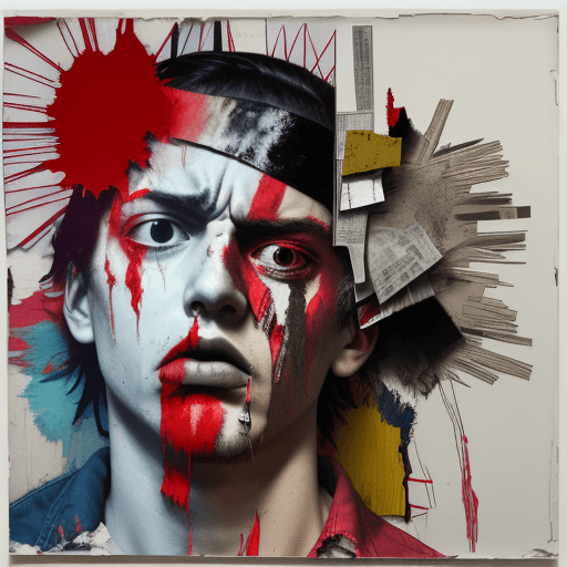 AI generated: Image reflecting anger and frustration about my friend's drug addiction, mixing pop art style with a...