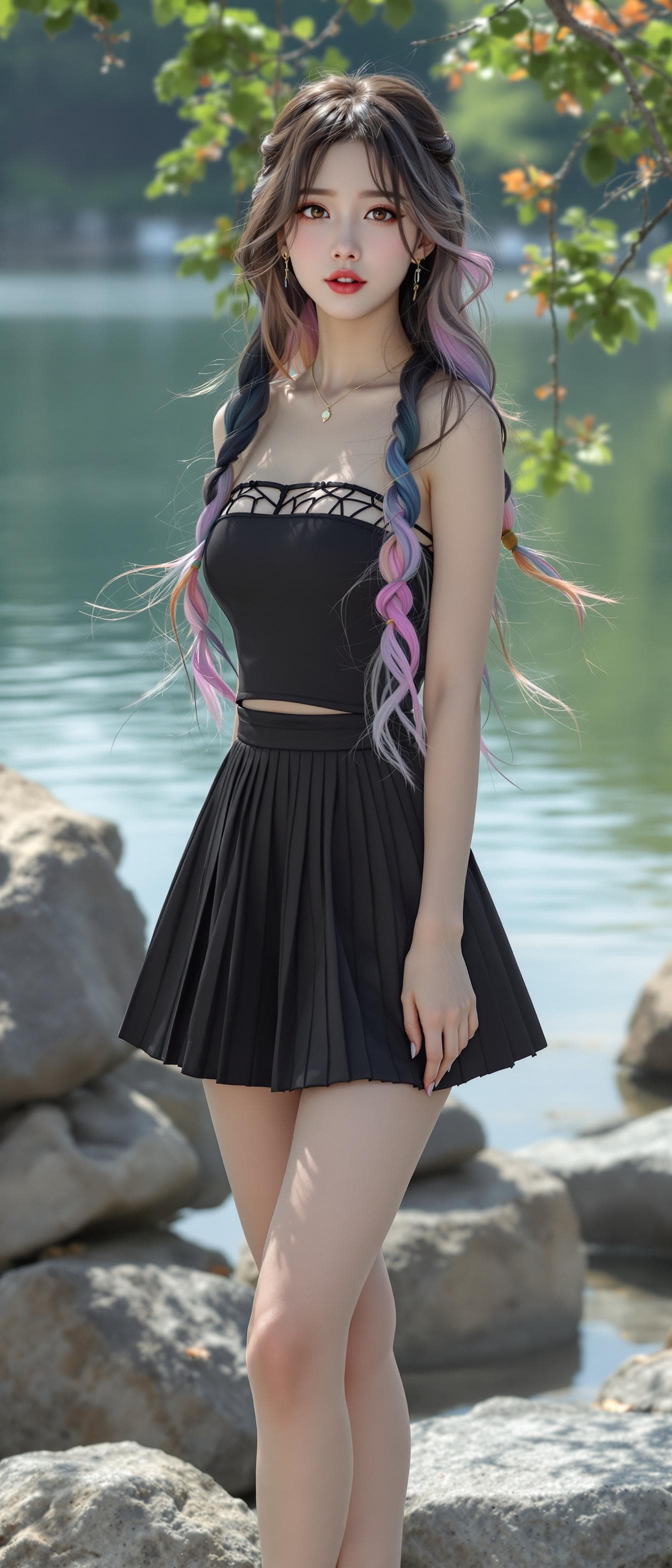 AI generated: hyperrealistic, korean girl with her smart boyfriend, korean ulzzang face, a girl, beautiful, wearin...