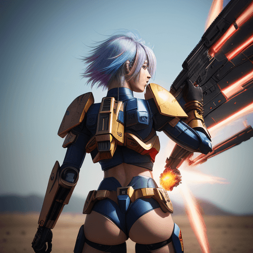 AI generated: photorealistic, detailed flying hair, urbanpunk, more colorful, photography from behind, seductive w...