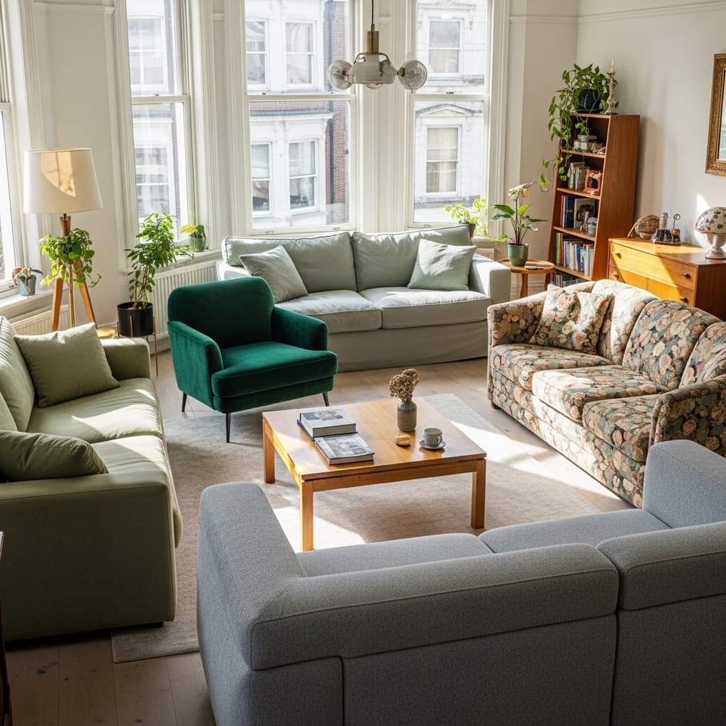 AI generated: sofas inside a loving home