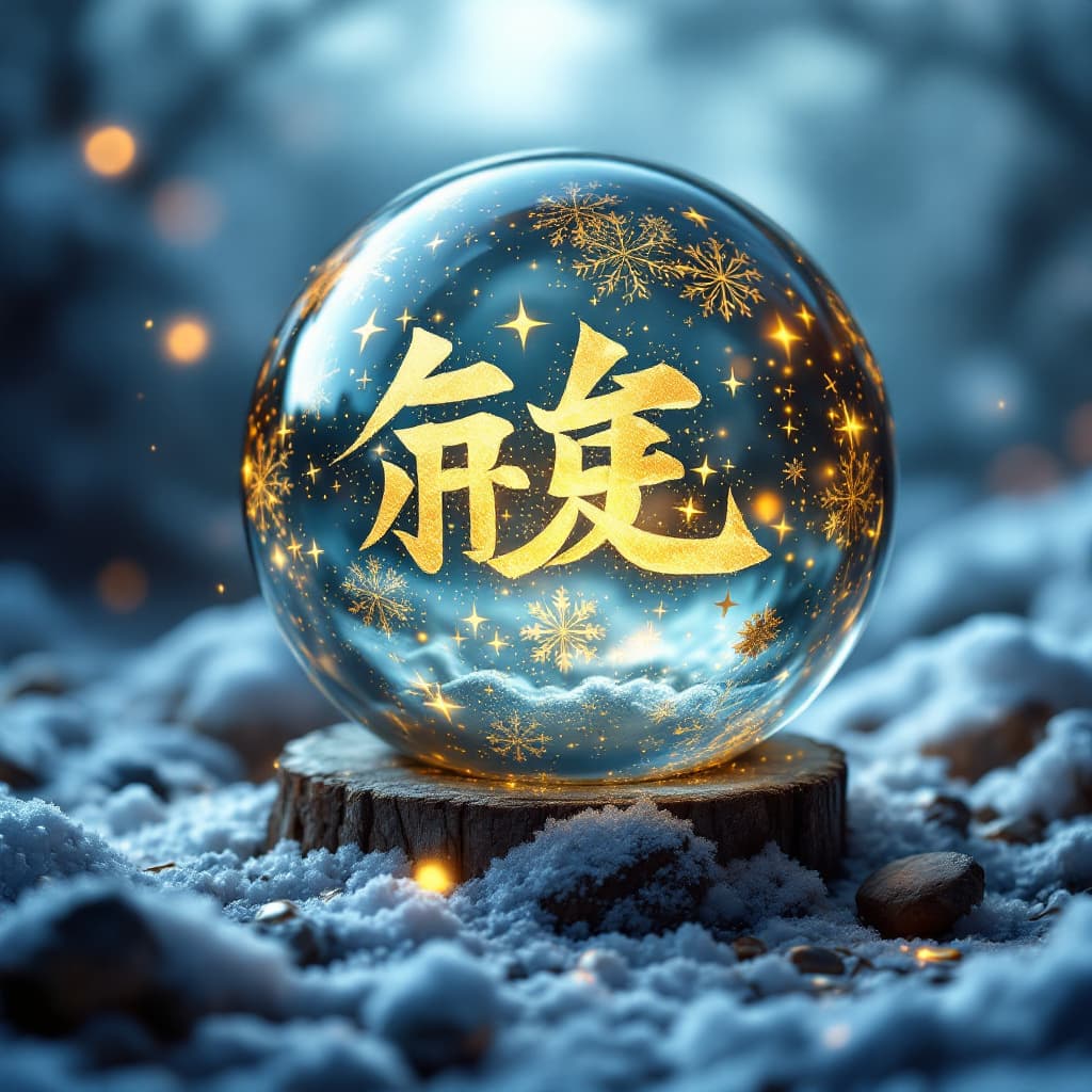 AI generated: a magic ball, it contains a whole world of New Year's magic written " 新年快乐" and "GGbingo." written a...