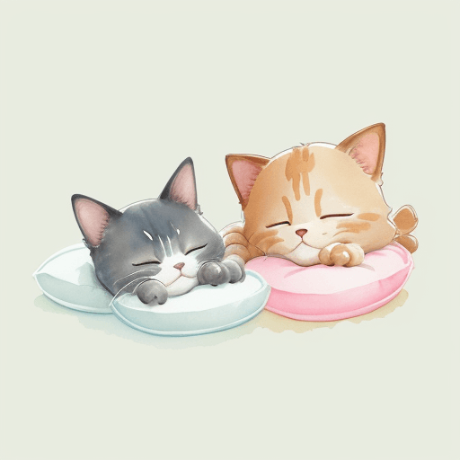 AI generated: UI playful illustration, adorable pets sleeping, relaxation, mindfulness watercolor, pastel color pa...