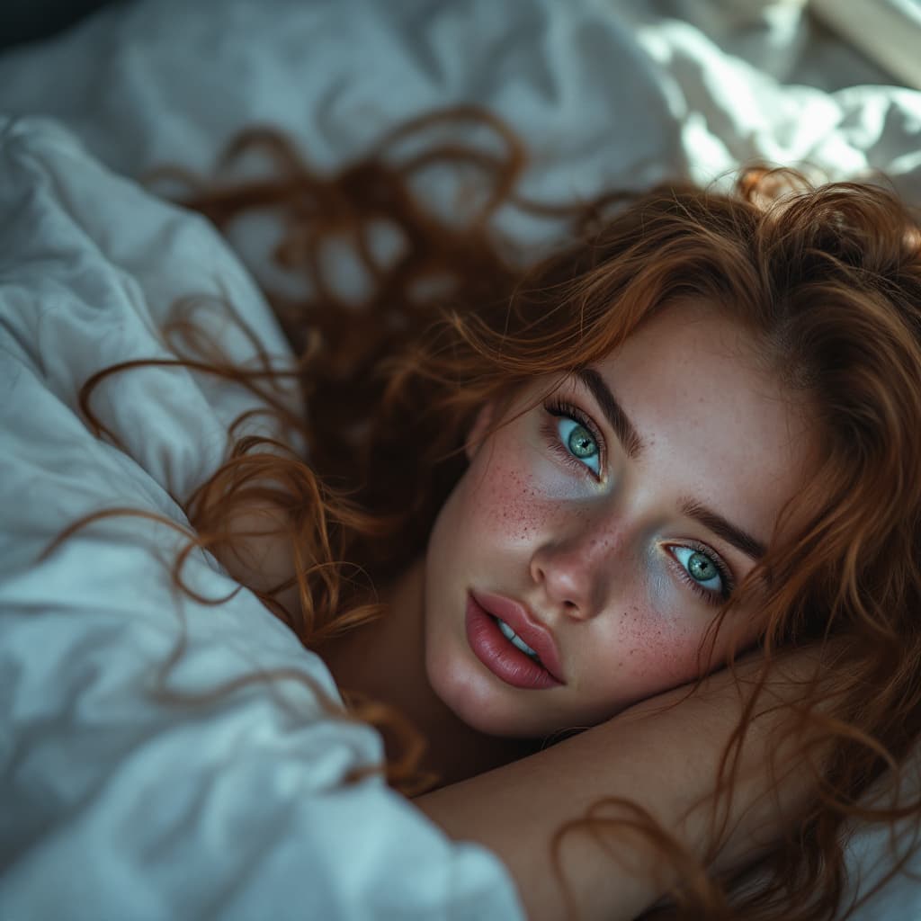 AI generated: (Fine art photography:1.5, Cinematic portrait:1.4, Intimate close-up:1.4, High-resolution 8K:1.5, So...