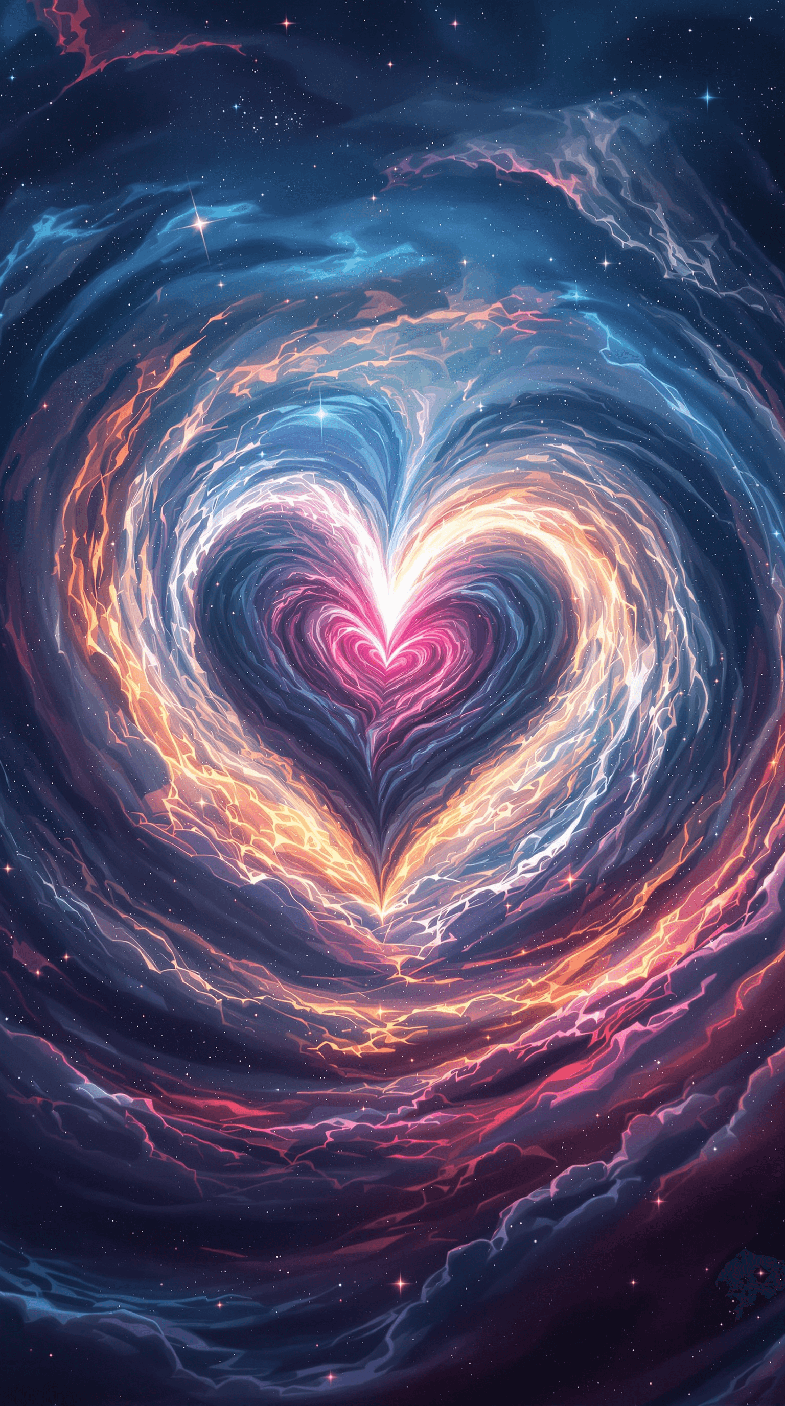 AI generated: Swirling hyperrealistic hyperspatial vortex tornado of a loveheart, the heart forming outline rising...