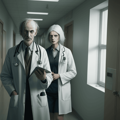 AI generated: schizophrenic and psycho doctor in mental hospital,4k,ulra hd 