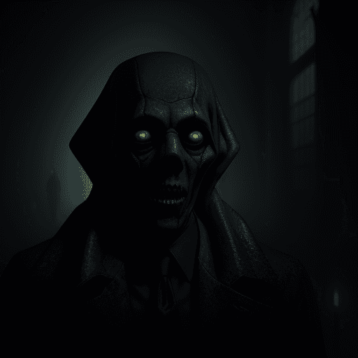 AI generated: gloomy, scary, shadowy, in the style of hp lovecraft, Nyarlathotep recruiting people for some inter-...