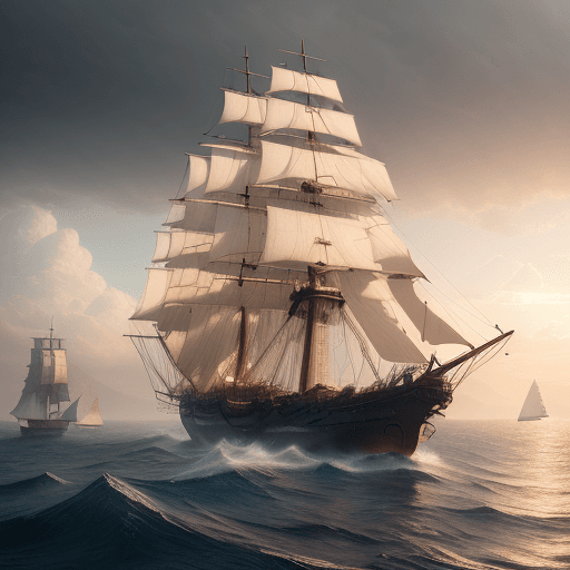 AI generated: Photo of a ultra realistic sailing ship, dramatic light, pale sunrise, cinematic lighting, battered,...