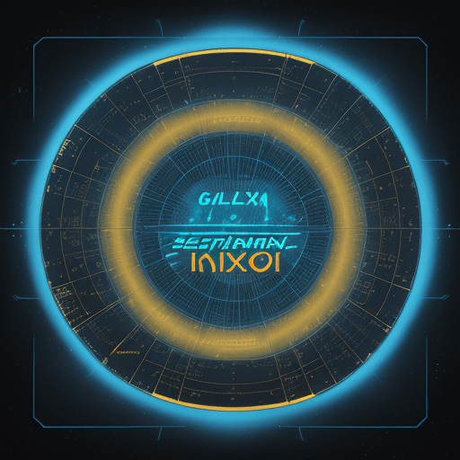 AI generated: GALAXIAN :: 70s sci fi book cover with text reading "GALAXIAN", futuristic spaceship blueprint tech ...