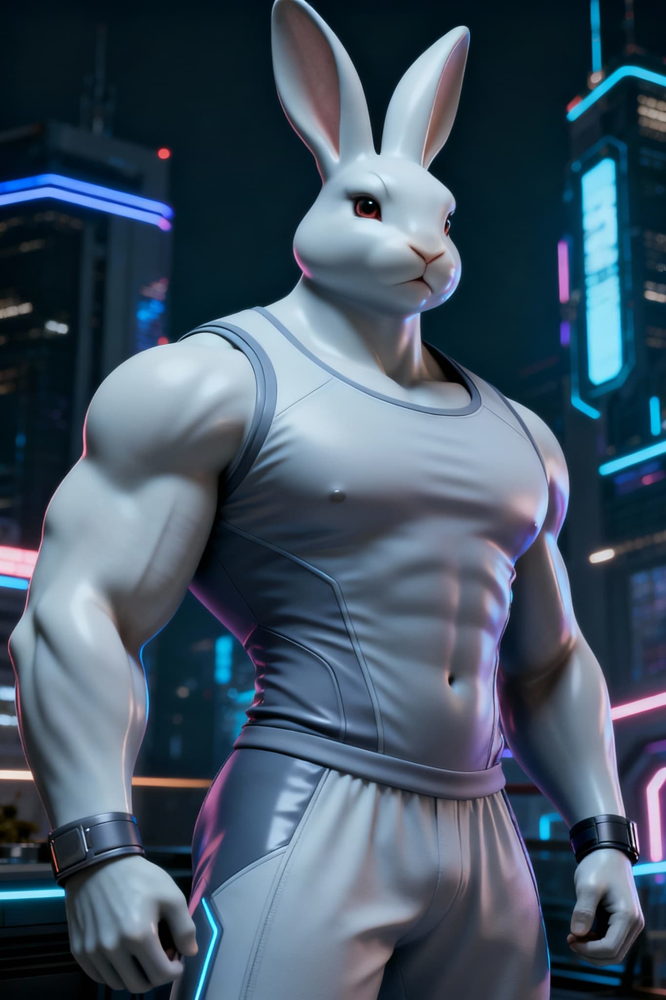 AI generated: Shape my Bugs character so that he is nothing like Bugs Bunny..  A 6-foot-5 anthropomorphic, muscula...