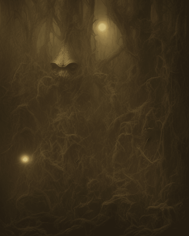 AI generated: dark swamp, sunrise, fog, gold and petrol pattern, by David Hamilton, by Jacques Perrin, by Victor S...