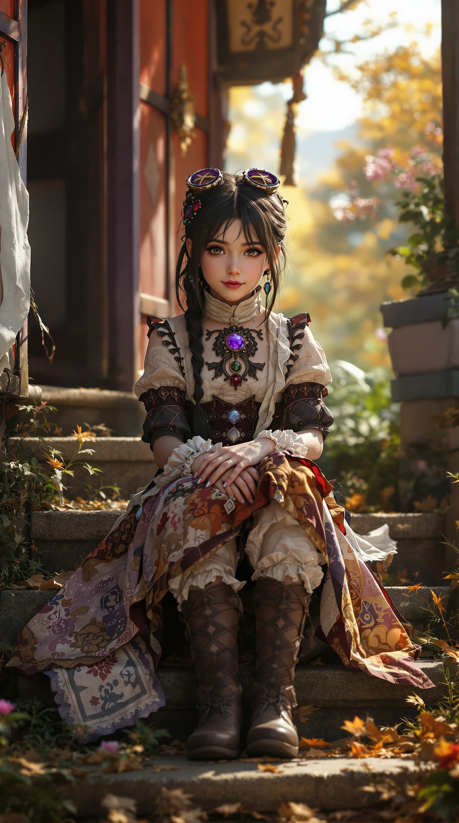 AI generated: A hyper-realistic depiction of a beautiful ten year old, Japanese girl dressed as Violet Evergarden,...