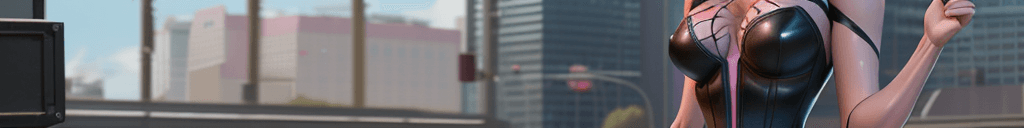 AI generated: Gwen Stacy From Spider-Man Into the spider-verse movie. SpiderGwen Smiling. Big, full breasts. Tople...
