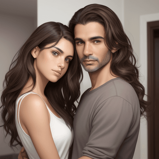 AI generated: perfectly detailed of a couple standing in a room, side by side, Latin faces, best quality, expressi...