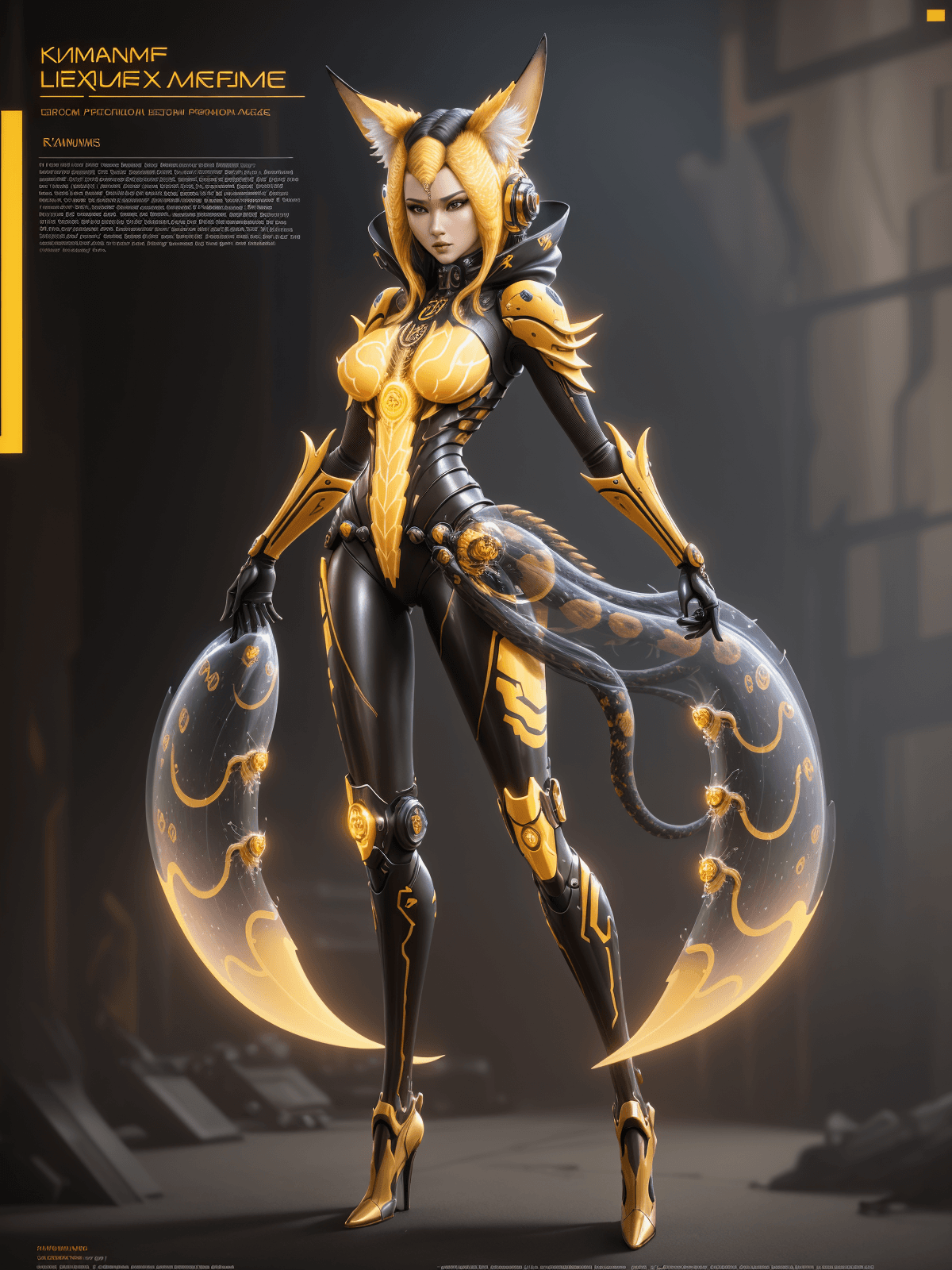 AI generated: rich in details intricate incredible yellow venom fox warlock complicated symmetrical full body of, ...