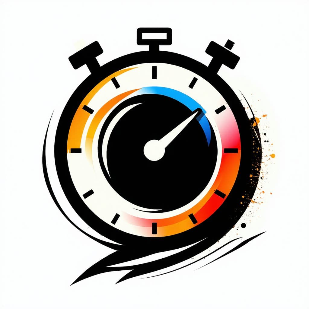 AI generated: create a dynamic logo with a stylized image of a stopwatch showing the time 11:50 on a white backgro...